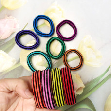 6 Dây cột tóc cỡ lớn thun len sọc DBT05