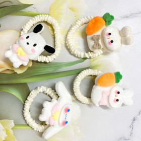 Dây cột tóc buộc tóc vải đính hình thú lông nhung dành cho bé gái DBT40