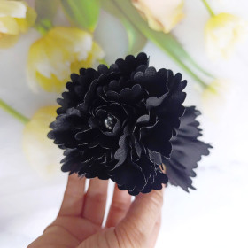 Kẹp tóc gắp tóc 5 răng màu đen đính hoa vải 2 bên gap32