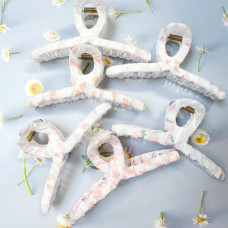 Kẹp tóc gấp tóc càng cua bằng nhựa trong bọc vải hoa dễ thương loại lớn - gap38 Kẹp tóc gấp tóc càng cua bằng nhựa trong bọc vải hoa dễ thương loại lớn - gap38